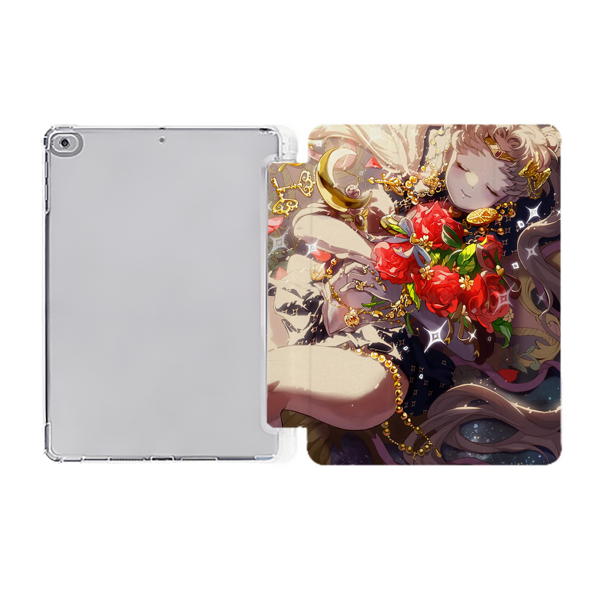 （画像用） 美少女戦士セーラームーン Sailor Moon IPad ケース ペン収納付き 三つ折りスタンド PUレザー×シリコン 対応機種9.5/10.5/10.9インチ